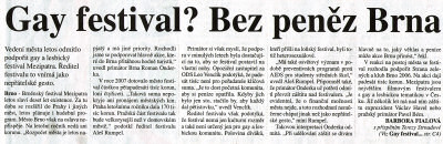 Gay festival? Bez peněz Brna