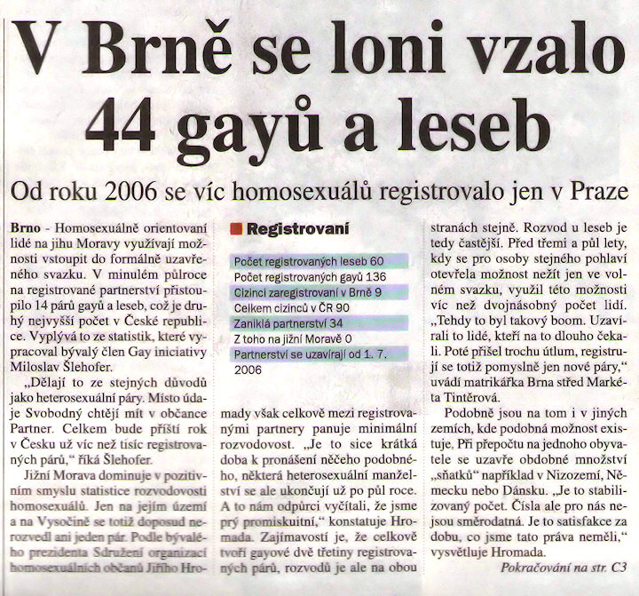 V Brně se loni vzalo 44 gayů a leseb